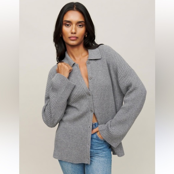 Reformation Sweaters - Reformation Cashmere Gray Knit Fatimo Cardigan